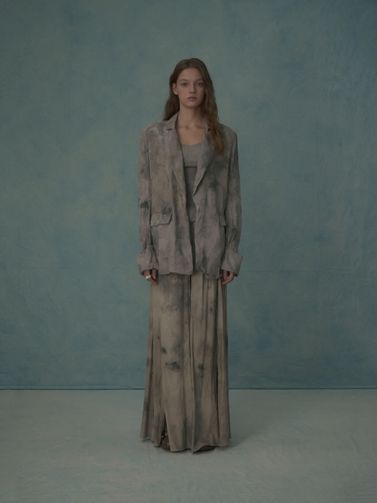 Grey silk blend jacquard blazer