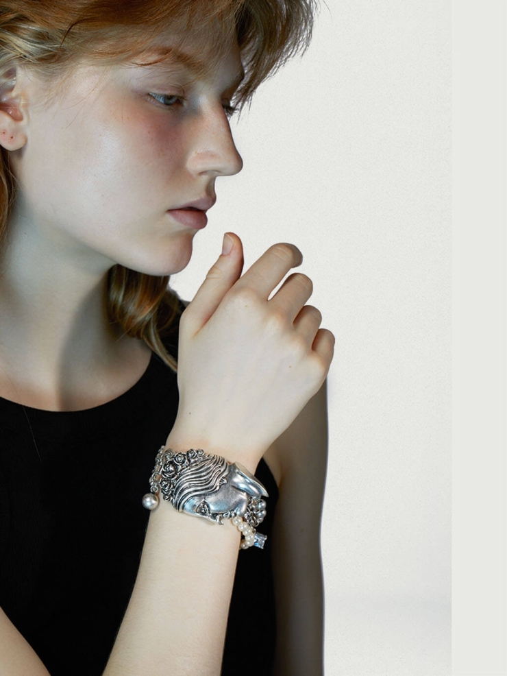 Silver Head Sculpture Bracelet