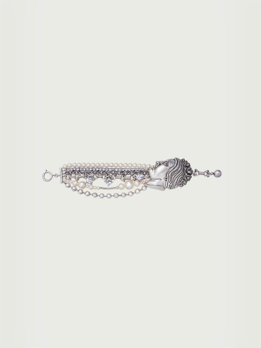 Silver Head Sculpture Bracelet