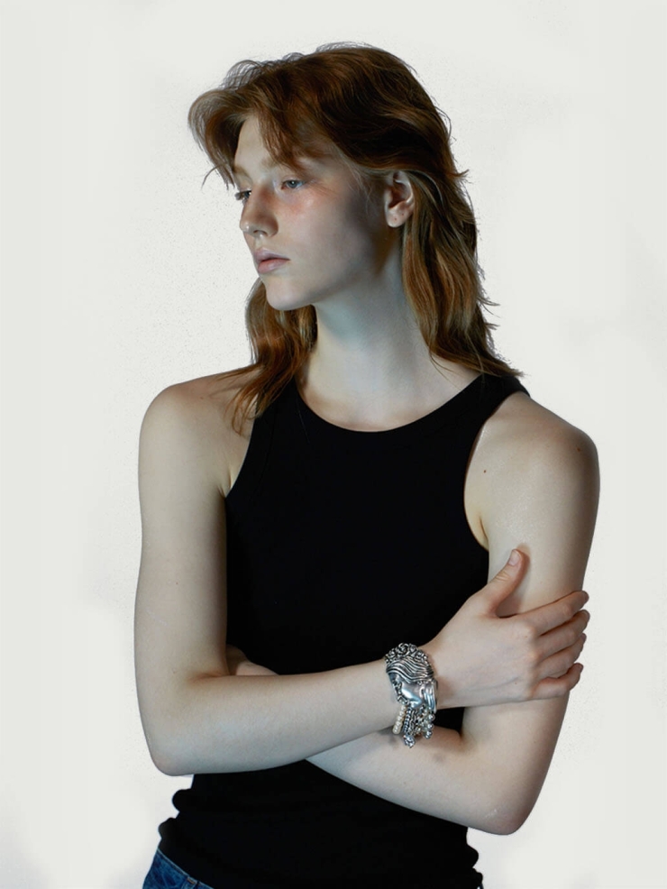 Silver Head Sculpture Bracelet