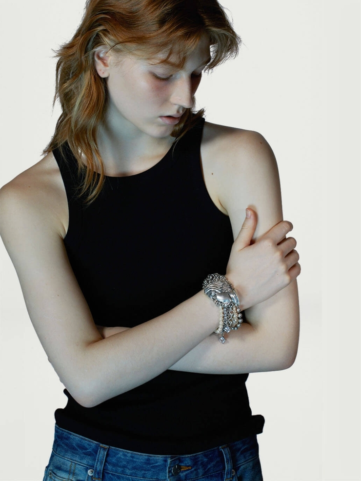 Silver Head Sculpture Bracelet