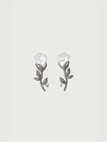 Silver Rose Clip-on Earrings