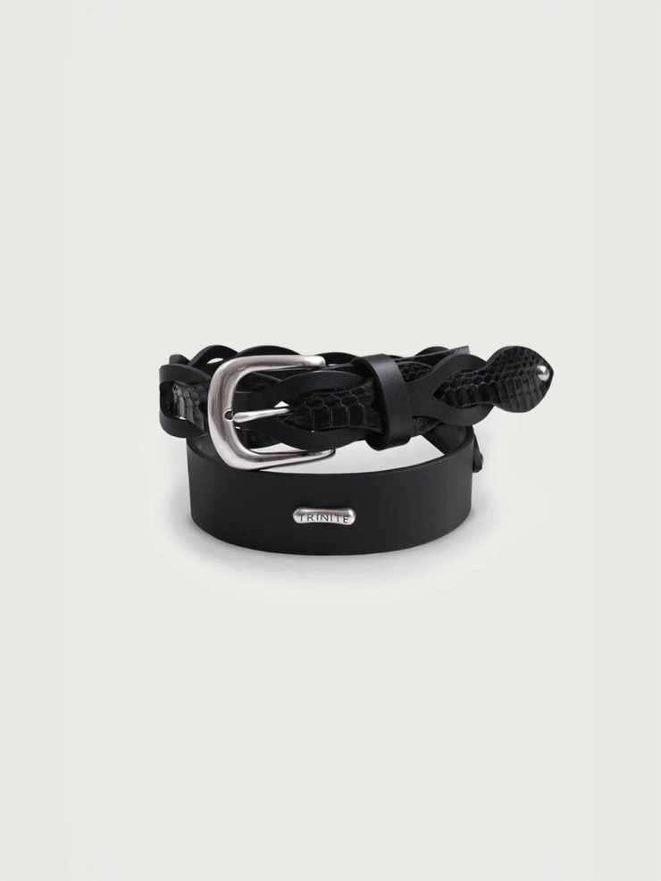 Black Snake&Calfskin Braided Belt