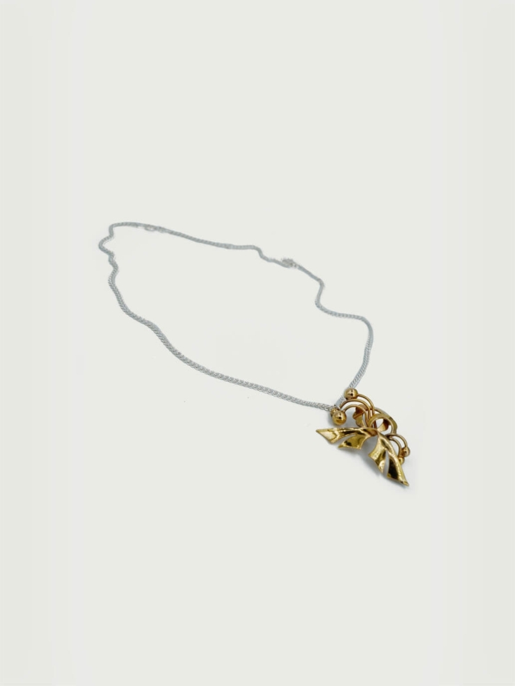 Gold permanent brooch necklace