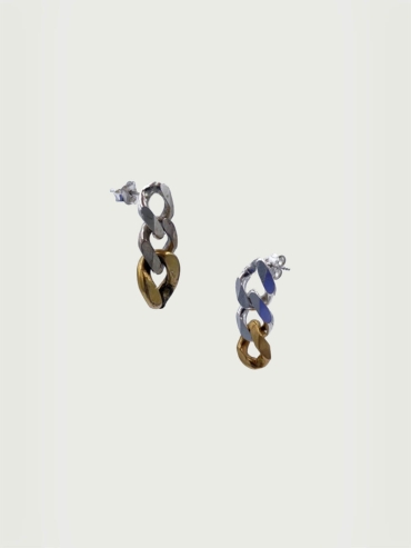 Gold and silver permanent curb chain earrings