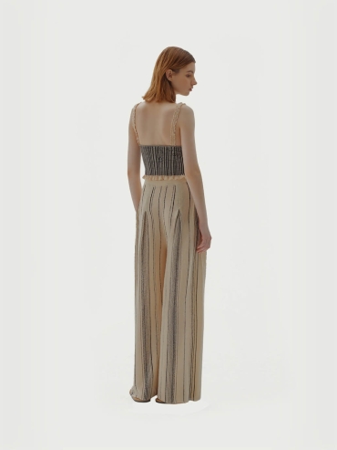 Beige and green siliene.p trousers