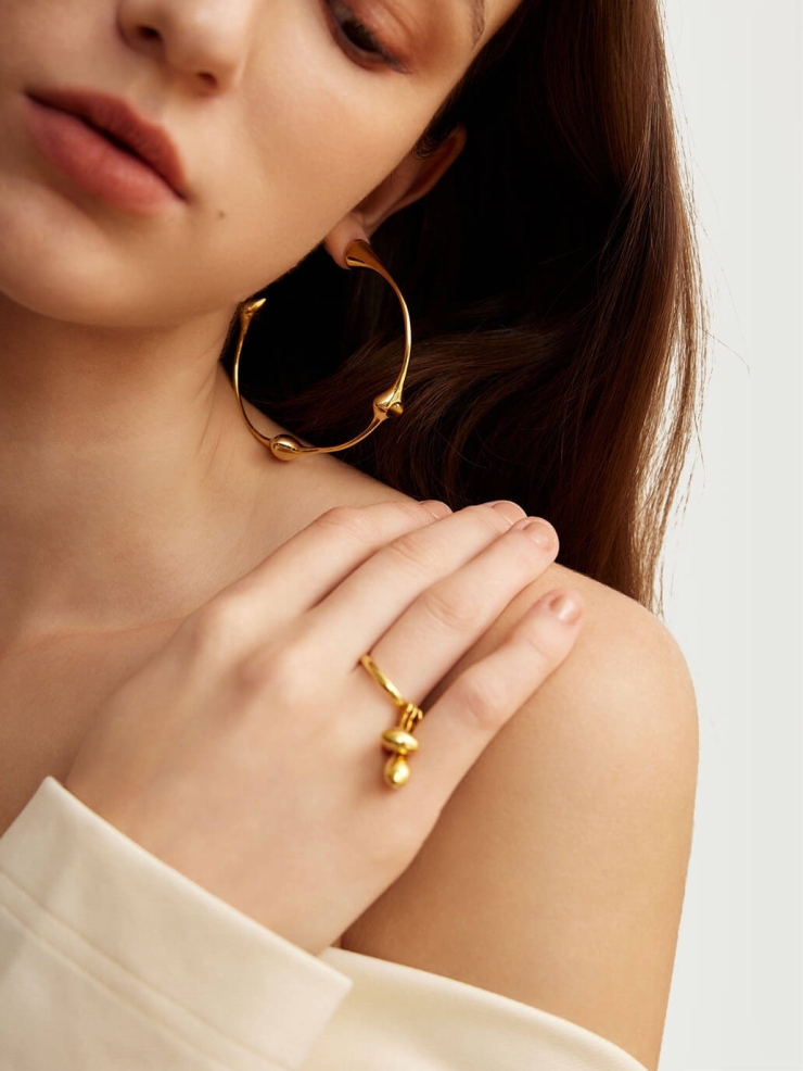 Golden Surrounding Bell Ear Hoops