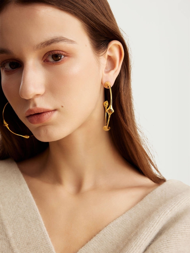 Golden Surrounding Bell Ear Hoops