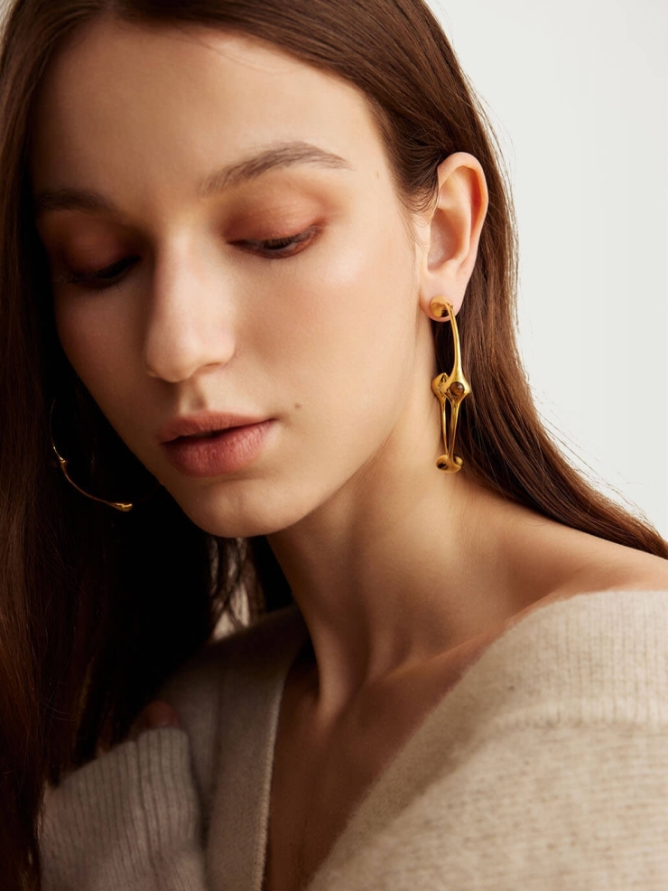 Golden Surrounding Bell Ear Hoops