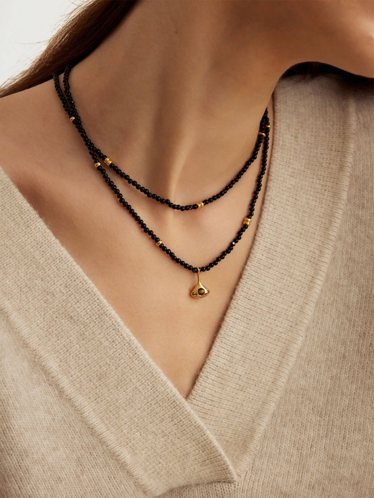 Black Double Layered Wish Necklace