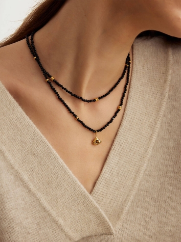 Black Double Layered Wish Necklace