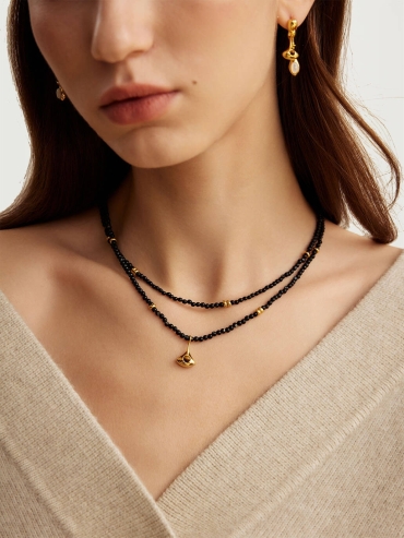 Black Double Layered Wish Necklace