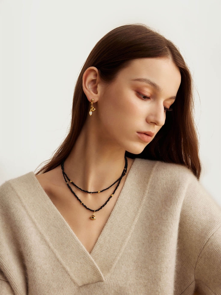 Black Double Layered Wish Necklace