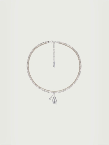Silver Double Layered Lace Bell Necklace