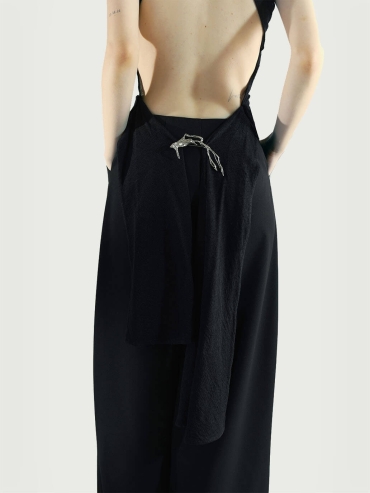 Black Backless Charm Top