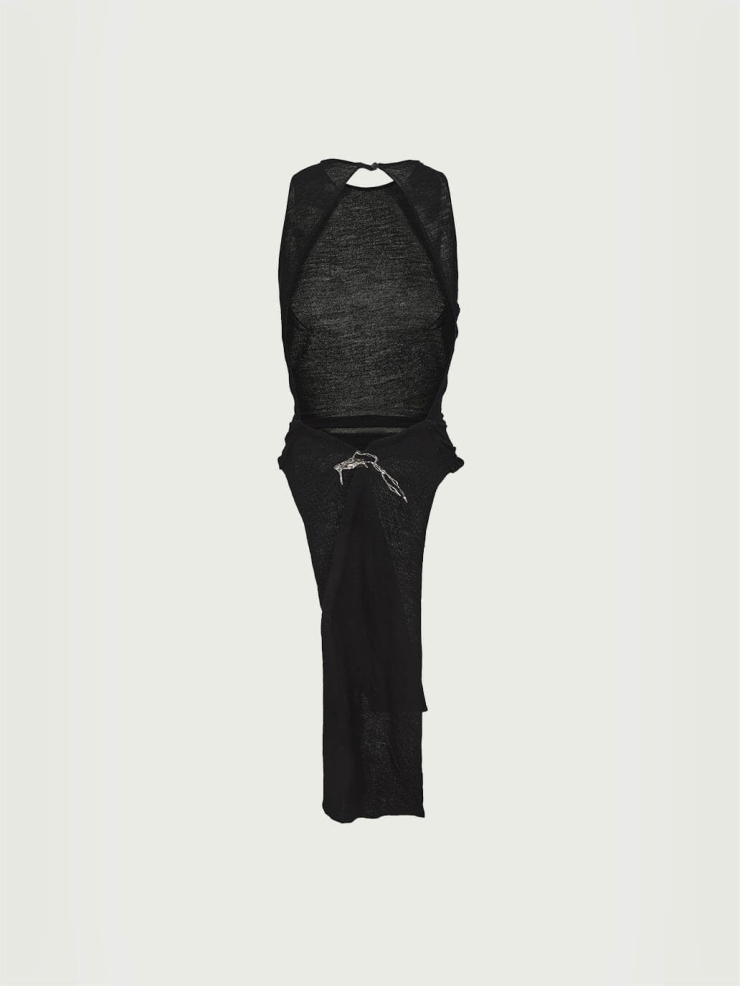 Black Backless Charm Top