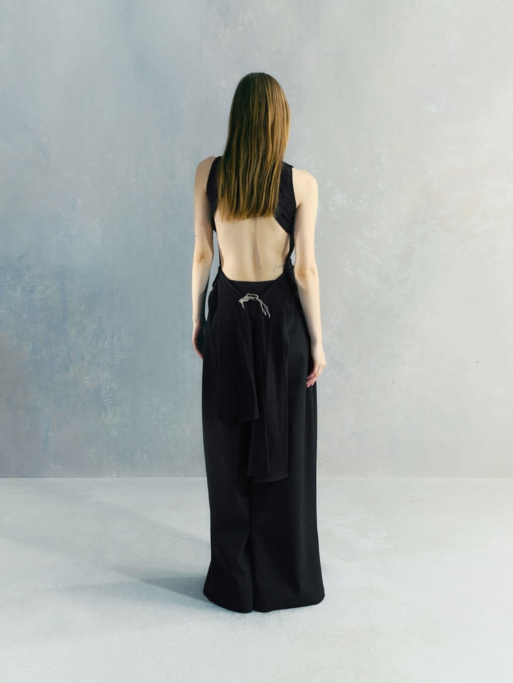 Black Backless Charm Top