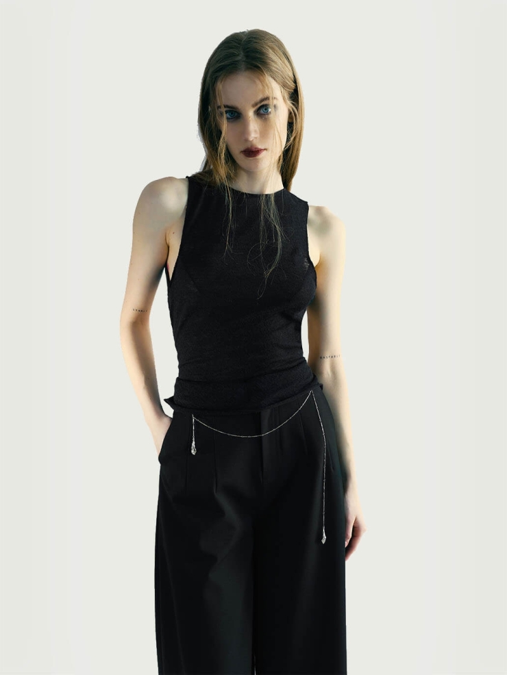 Black Backless Charm Top