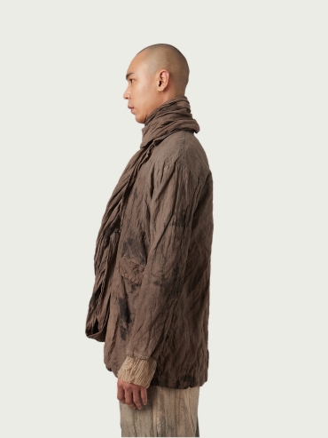 Dyed Rawing Blazer with Scarf Collar