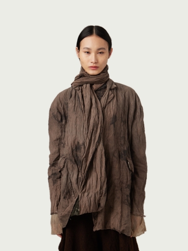 Dyed Rawing Blazer with Scarf Collar