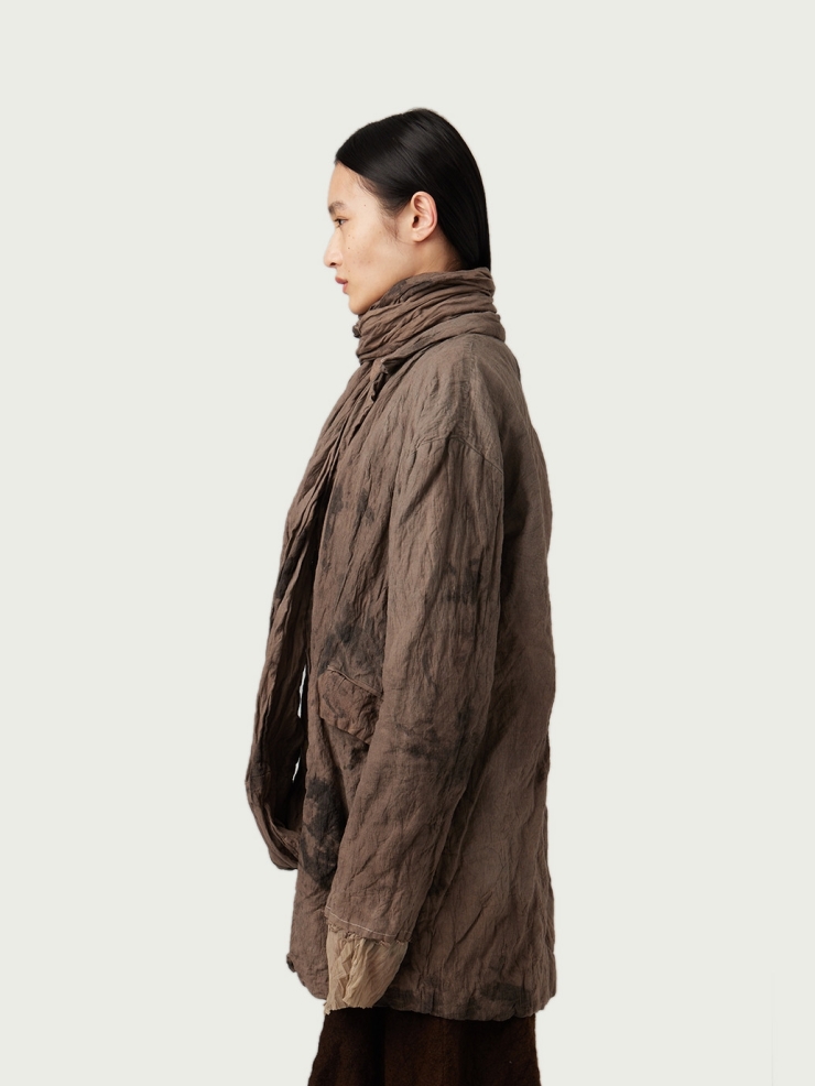 Dyed Rawing Blazer with Scarf Collar