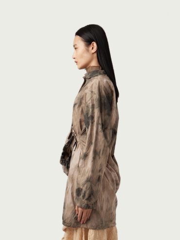 Tie Dyed Asymmetrical Strapping Shirt