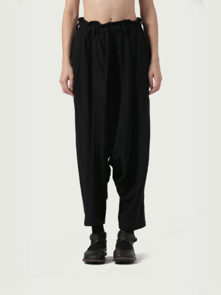 Black Hand-woven Low Crotch Curve Trouser