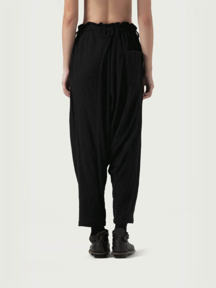 Black Hand-woven Low Crotch Curve Trouser