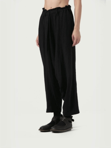 Black Hand-woven Low Crotch Curve Trouser