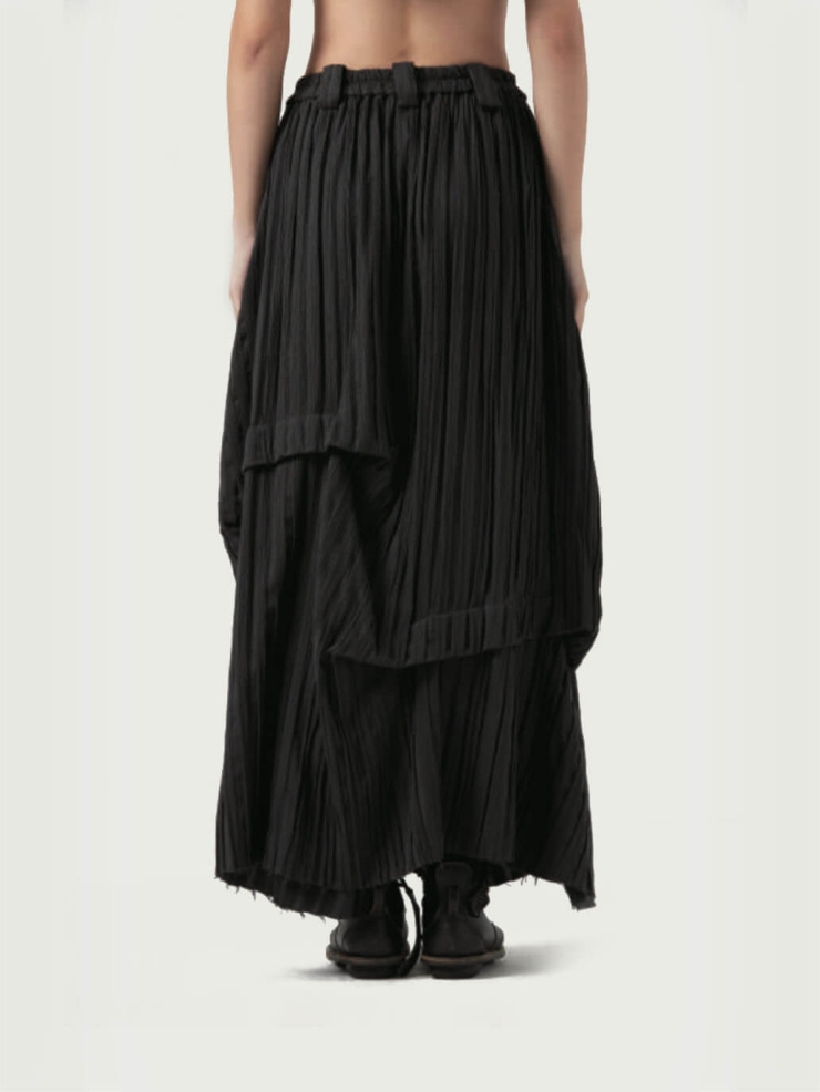 Charcoal Stripe Folded Knitted Midi Skirt
