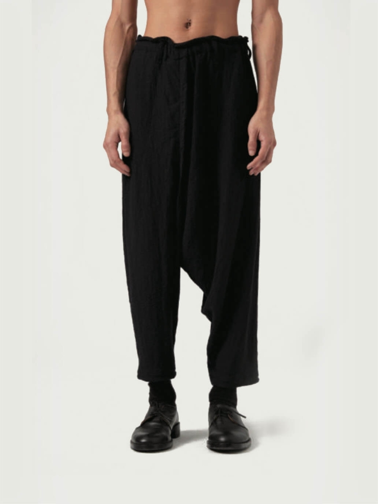 Black Hand-woven Low Crotch Curve Trouser-male