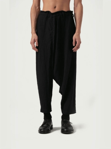 Black Hand-woven Low Crotch Curve Trouser-male