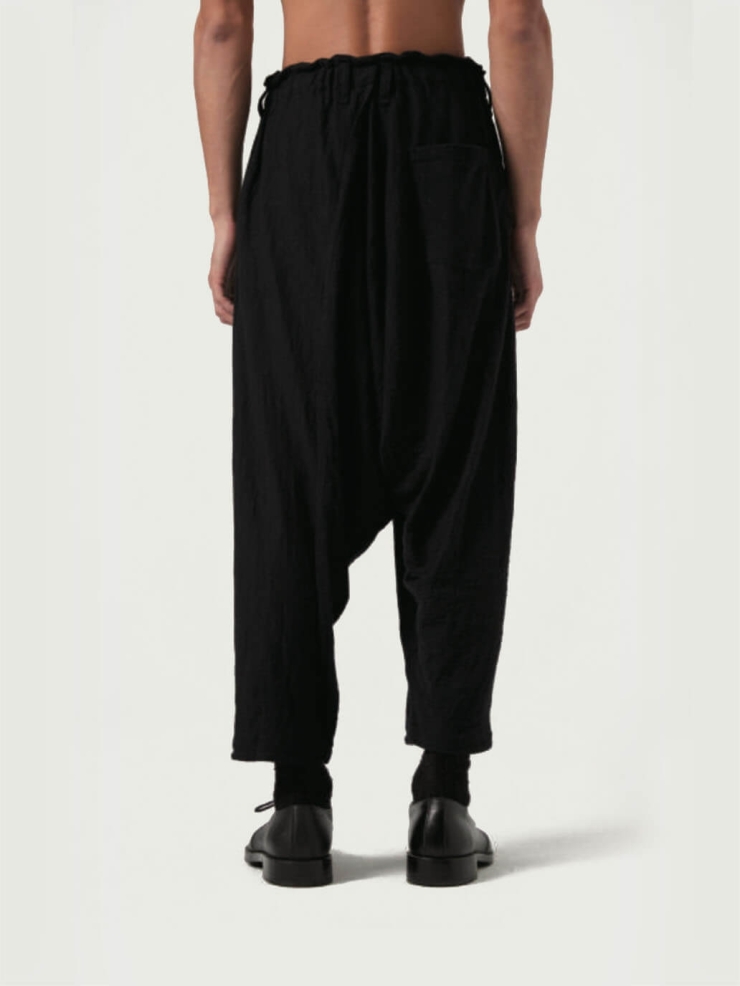 Black Hand-woven Low Crotch Curve Trouser-male