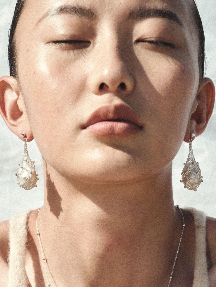 Silver Baroque Fishing Net Earrings