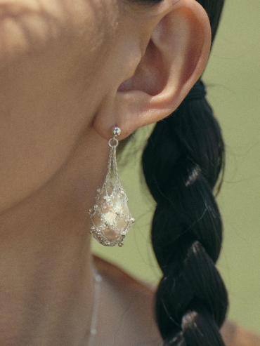 Silver Baroque Fishing Net Earrings