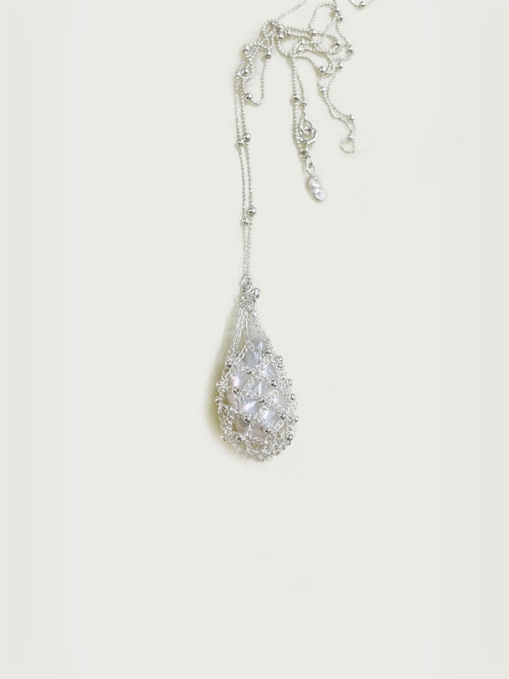 Sllver Fishing Net Baroque Necklace
