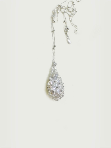 Sllver Fishing Net Baroque Necklace