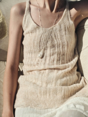 Sllver Fishing Net Baroque Necklace