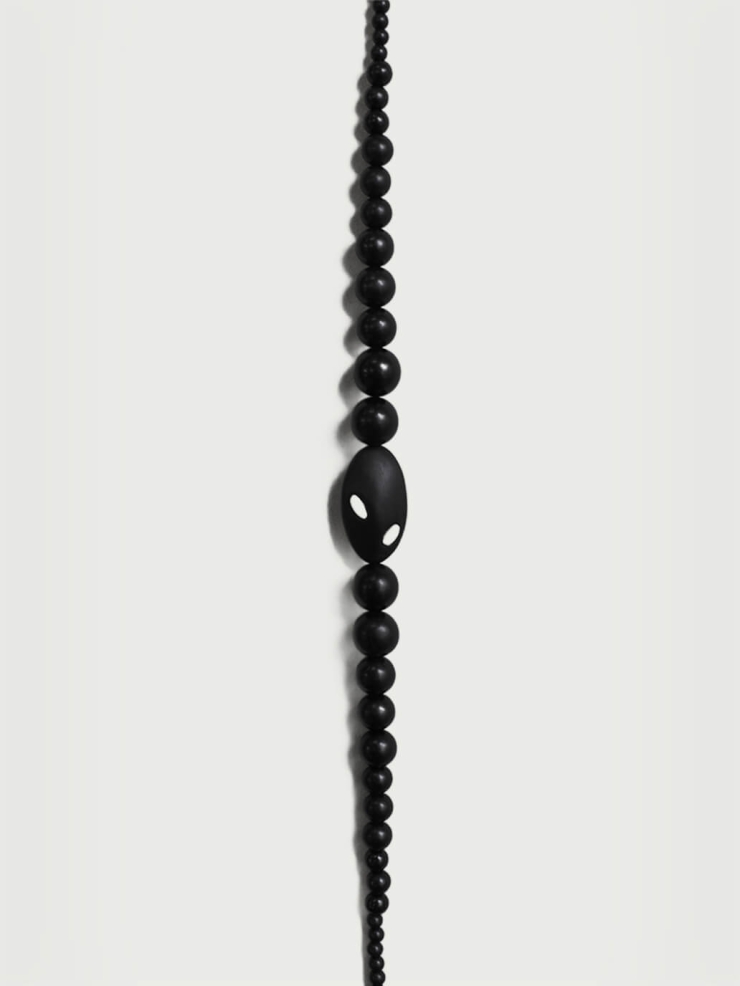 Silver and black ebony grain, beaded choker