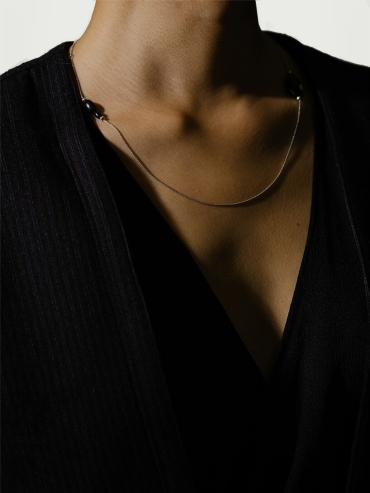 Silver and black ebony grain necklace