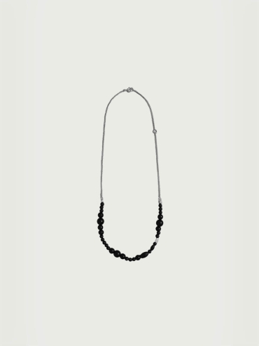 Silver and black beaded chain necklace