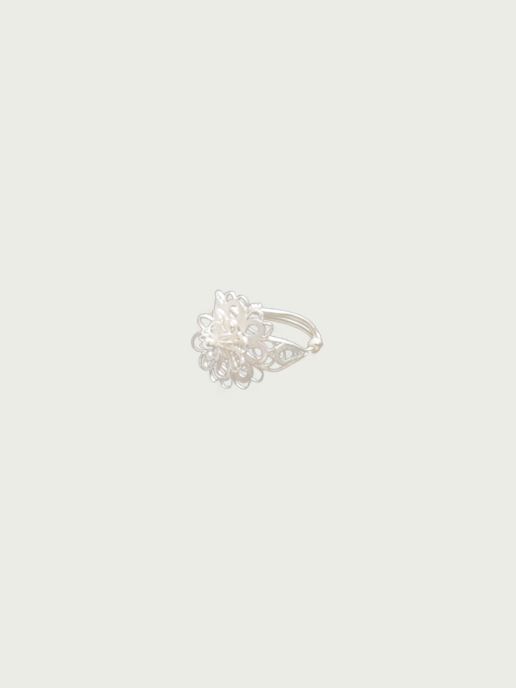 DIE-Knitting Silver Ring With Multi Petals