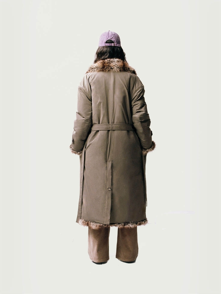 Brown Faux-Fur Two-sided Long Coat