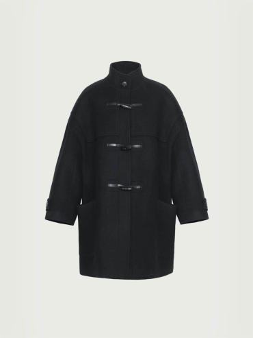 Black Stand Colar Oversize Wool Coat