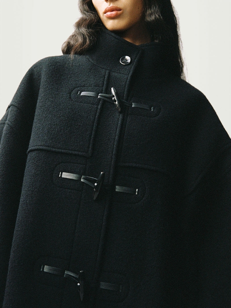 Black Stand Colar Oversize Wool Coat