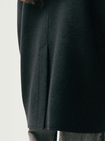 Black Stand Colar Oversize Wool Coat