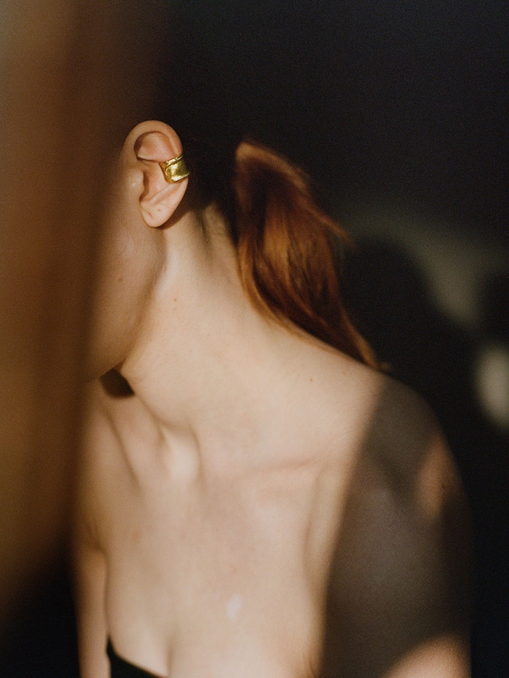 Gold raw ear cuff and ring