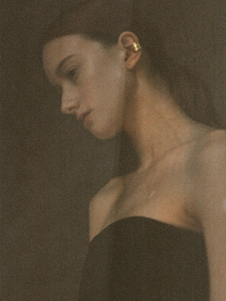 Gold raw ear cuff and ring