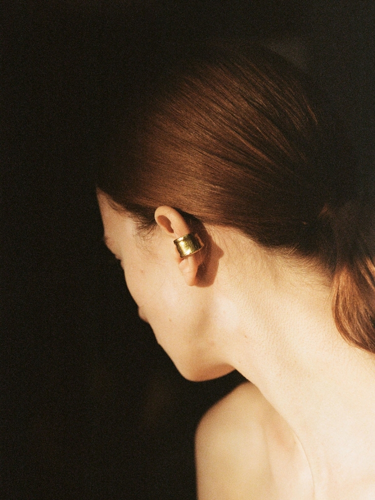Gold raw ear cuff and ring