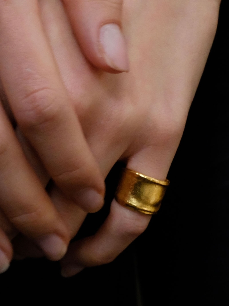 Gold raw ear cuff and ring